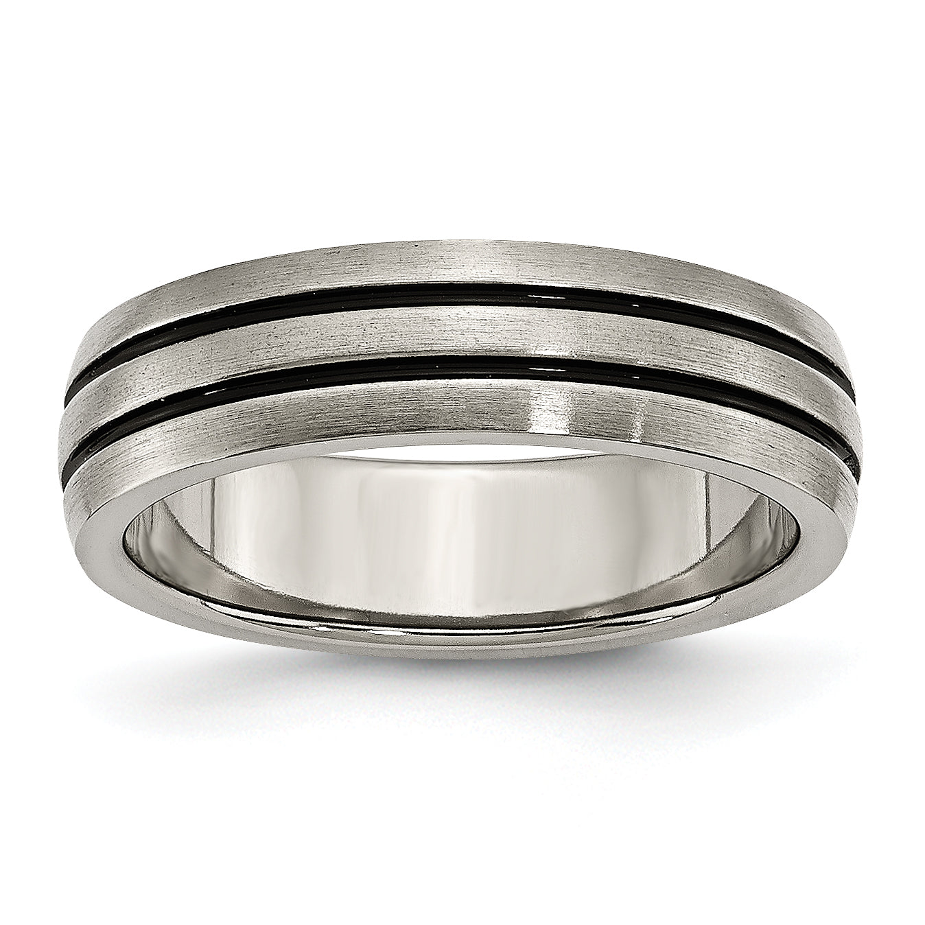 Titanium Enameled Grooved 6mm Satin Band Main image