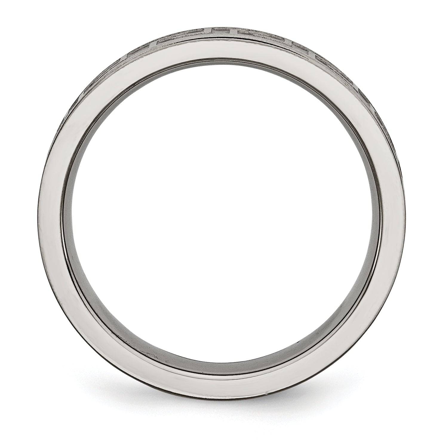 Titanium Greek Key Unisex Wedding Band with Polished & Brushed Finish