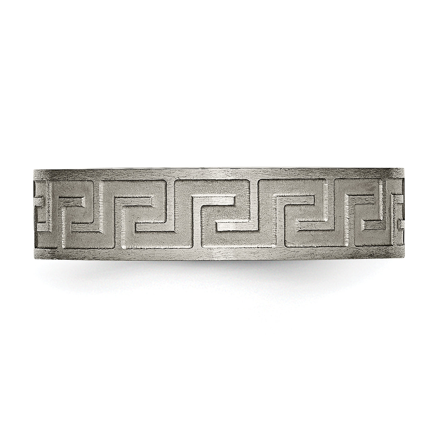 Titanium Greek Key Unisex Wedding Band with Polished & Brushed Finish