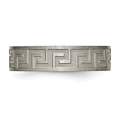Titanium Greek Key Unisex Wedding Band with Polished & Brushed Finish