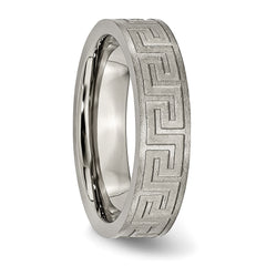 Titanium Greek Key Unisex Wedding Band with Polished & Brushed Finish
