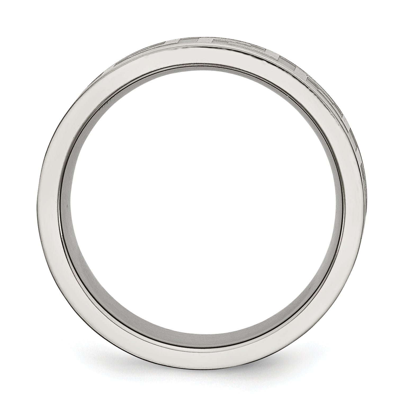 Titanium Greek Key 8mm Satin & Polished Unisex Wedding Band