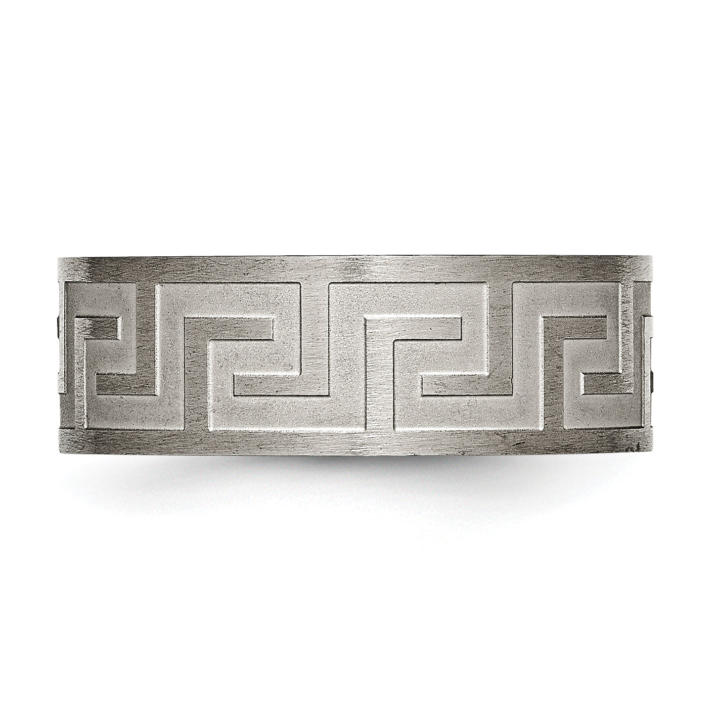 Titanium Greek Key 8mm Satin & Polished Unisex Wedding Band