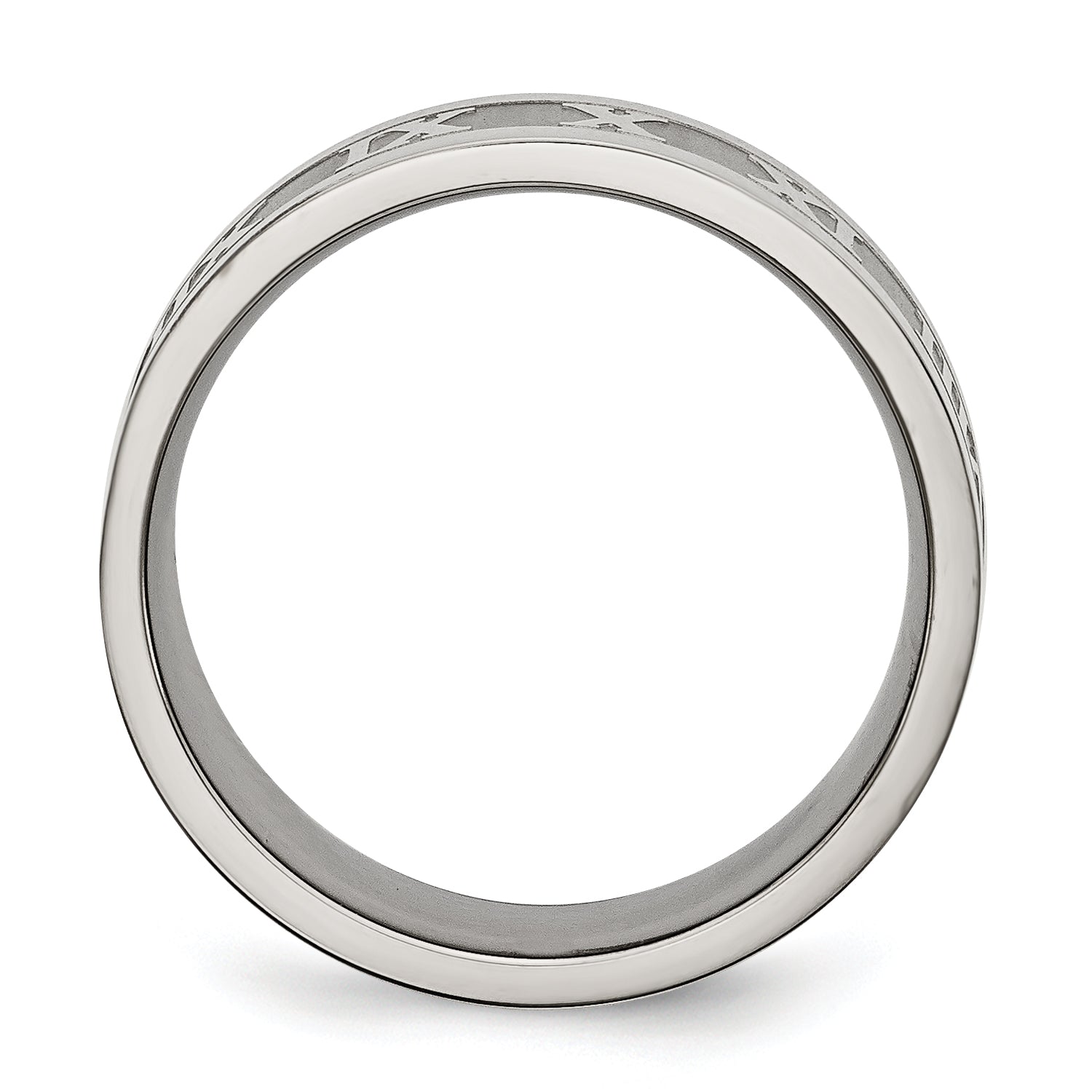 Titanium Roman Numeral Unisex Wedding Band with Satin Finish