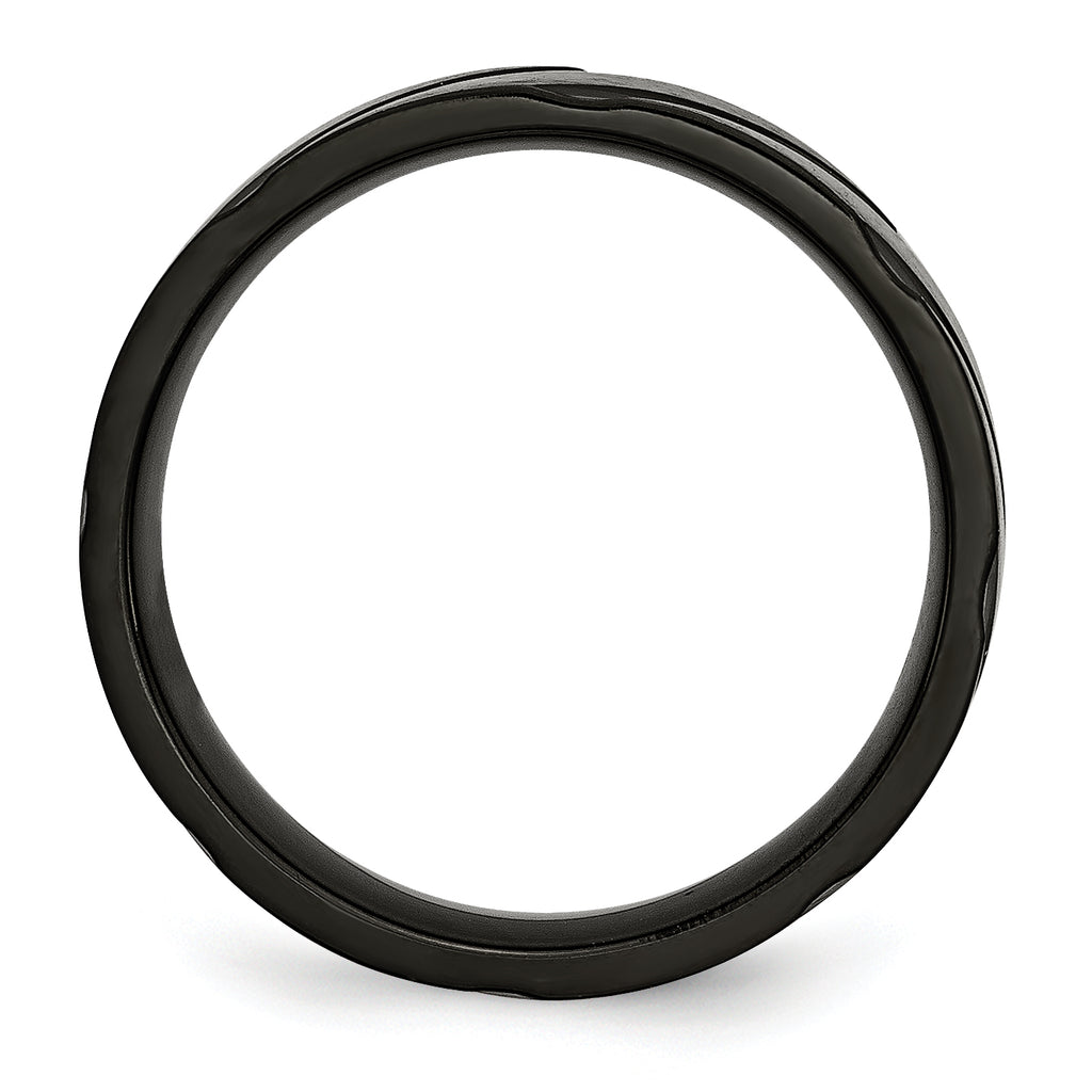 Black IP Swirl Wedding Band in Titanium, 6mm