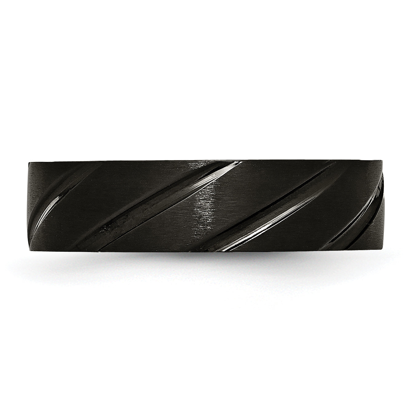 Black IP Swirl Wedding Band in Titanium, 6mm