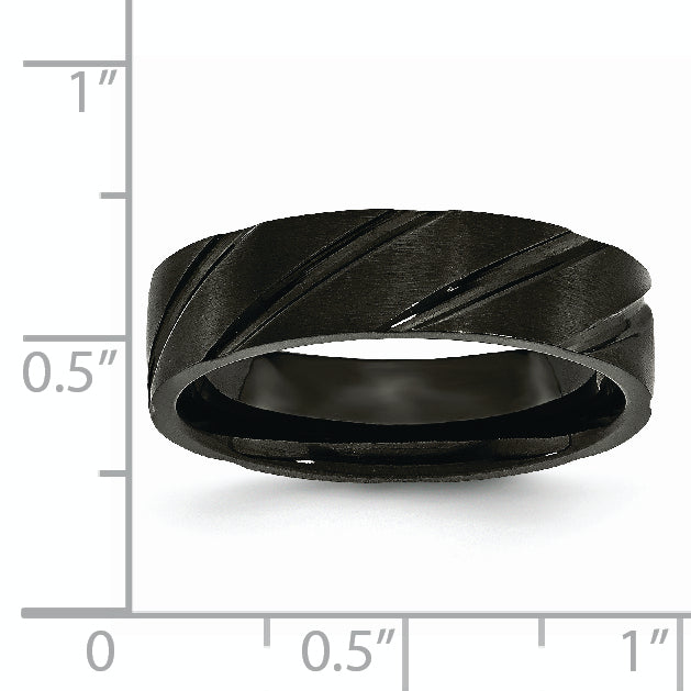 Black IP Swirl Wedding Band in Titanium, 6mm
