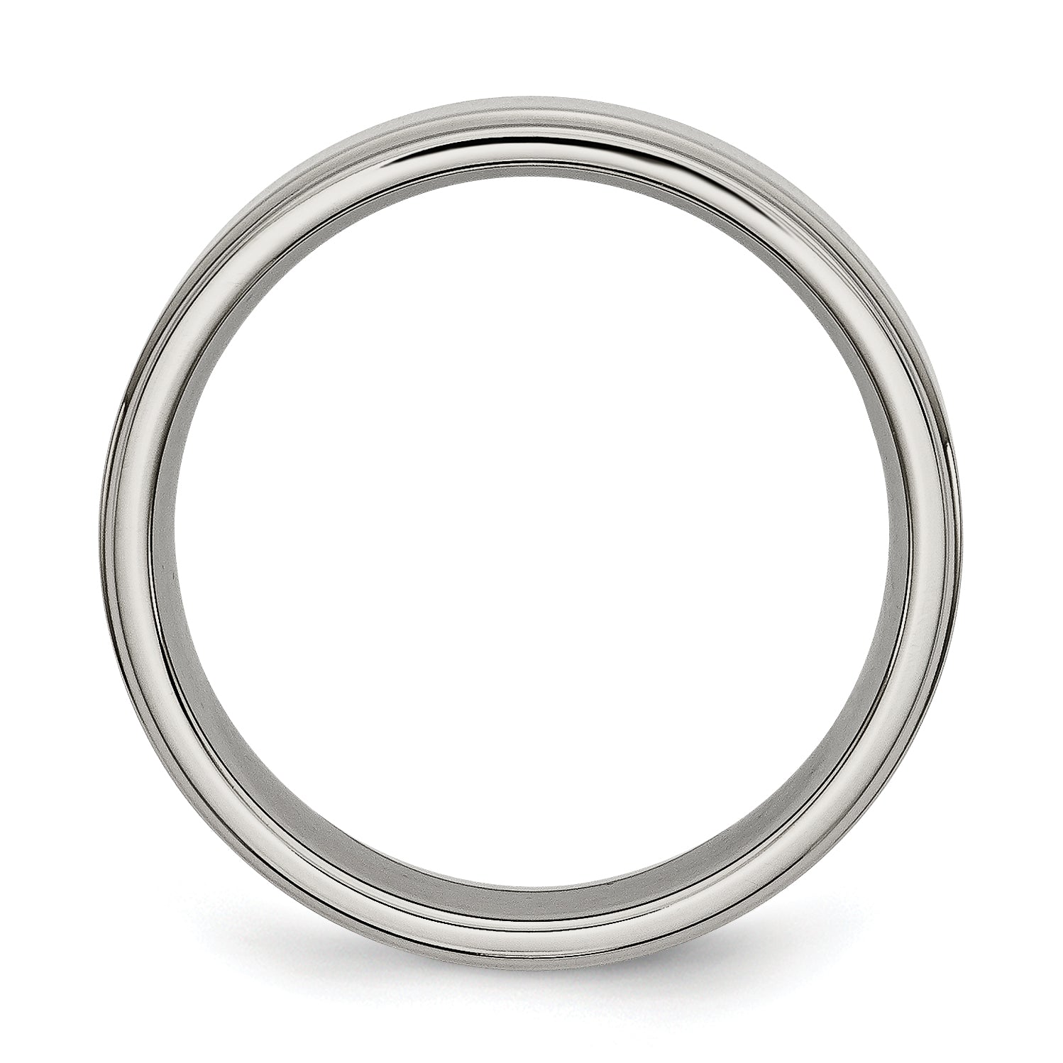 Titanium Ridged Edge Unisex Wedding Band Engravable & Polished 6mm