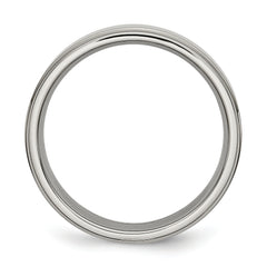 Titanium Ridged Edge Unisex Wedding Band Engravable & Polished 6mm