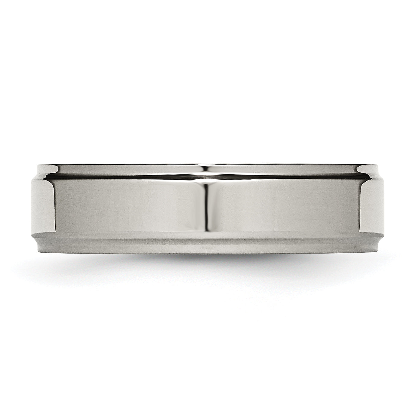 Titanium Ridged Edge Unisex Wedding Band Engravable & Polished 6mm