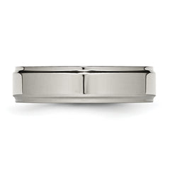 Titanium Ridged Edge Unisex Wedding Band Engravable & Polished 6mm