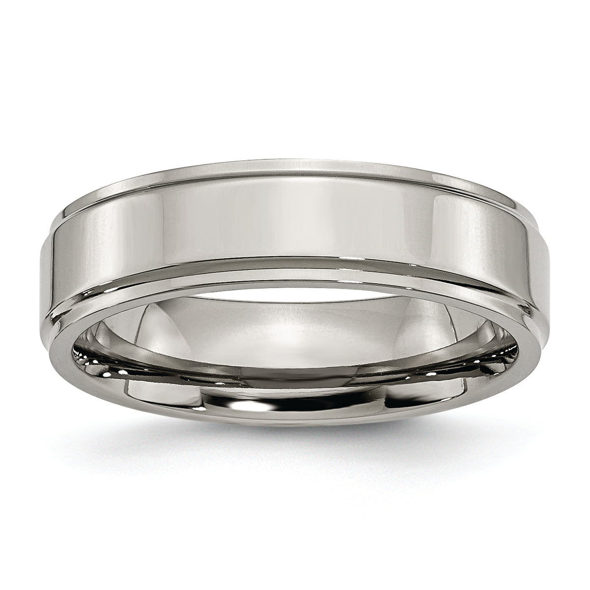 Titanium Polished 6mm Ridged Edge Band