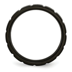 Titanium 6mm Unisex Wedding Band with Black Brushed Groove