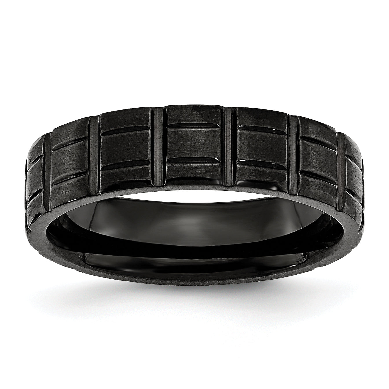 Titanium Brushed and Polished Black IP-plated 6mm Notched Band