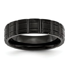 Titanium Brushed and Polished Black IP-plated 6mm Notched Band