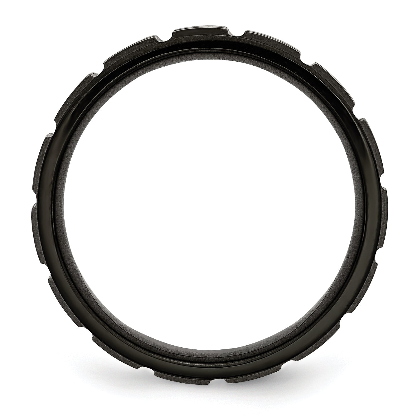 Sophia Jewelers Titanium Unisex Wedding Band with Black IP Plating and Engravable Notched Design