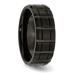 Titanium Brushed and Polished Black IP-plated 8mm Notched Band
