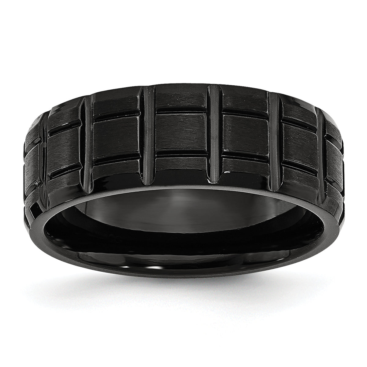 Titanium Brushed and Polished Black IP-plated 8mm Notched Band