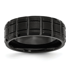 Titanium Brushed and Polished Black IP-plated 8mm Notched Band