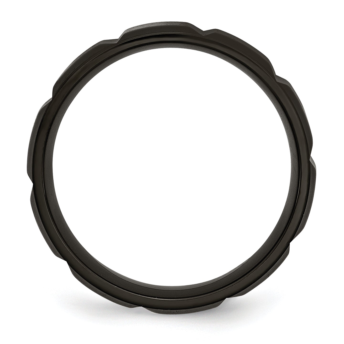 Titanium Unisex Wedding Band with Black Grooved Design Engravable