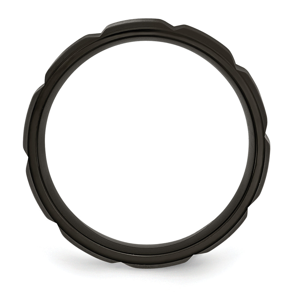 Grooved Wedding Band in Titanium with Black IP Plating, 8mm