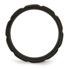 Titanium Unisex Wedding Band with Black Grooved Design Engravable