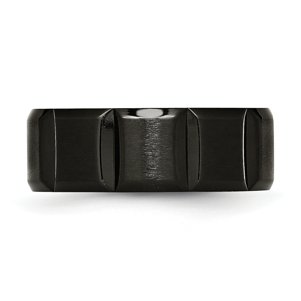 Grooved Wedding Band in Titanium with Black IP Plating, 8mm