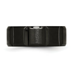 Titanium Unisex Wedding Band with Black Grooved Design Engravable