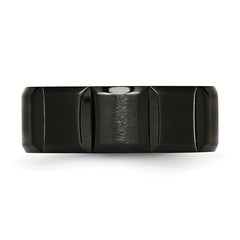Titanium Brushed and Polished Black IP-plated 8mm Grooved Band