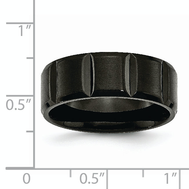 Grooved Wedding Band in Titanium with Black IP Plating, 8mm