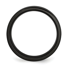 Titanium Grooved Black IP-plated 6mm Brushed and Polished Band