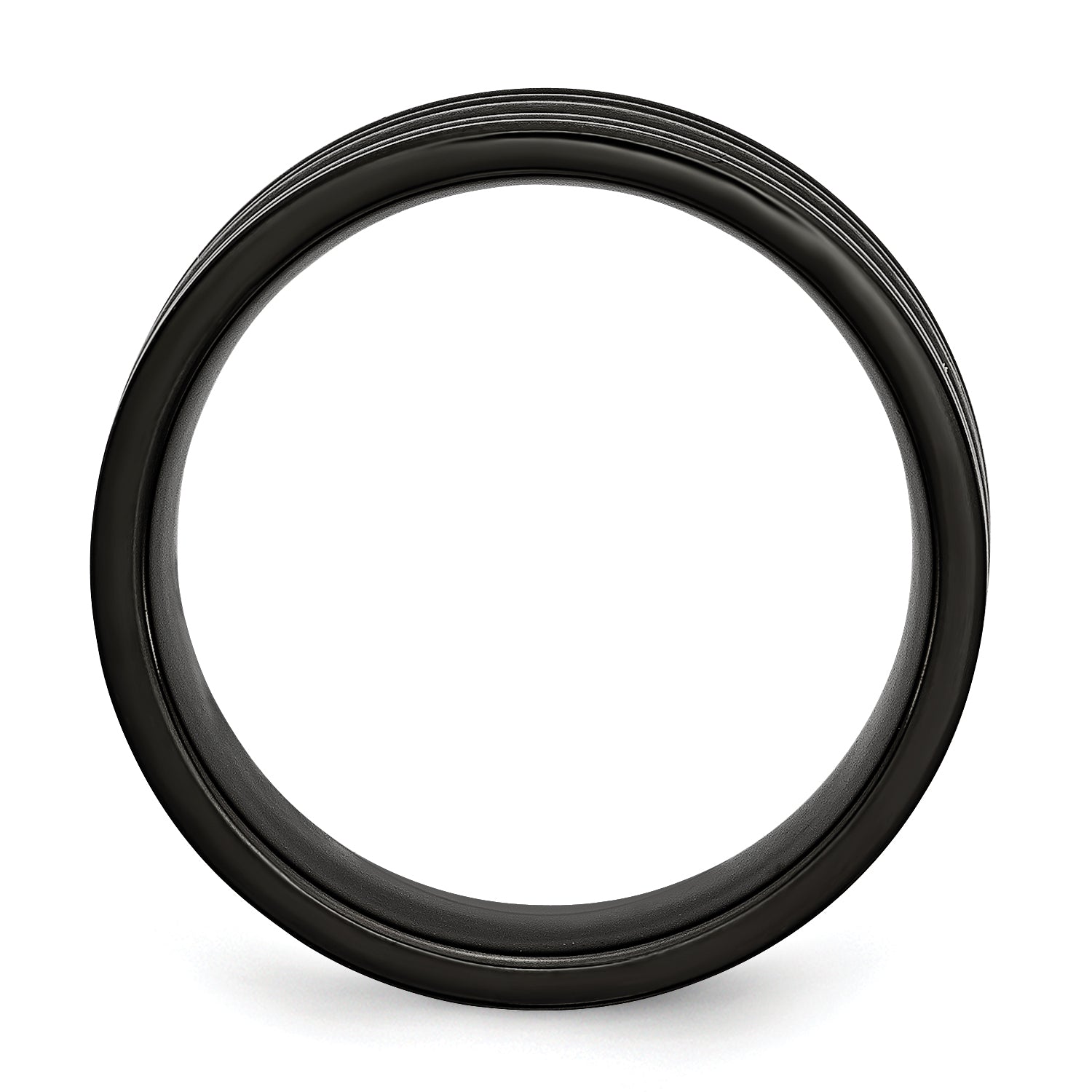 Titanium Grooved Black IP-plated 8mm Brushed and Polished Band