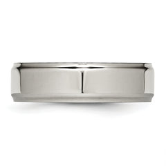 Titanium Unisex Wedding Band with Ridged Edge Engravable Finish
