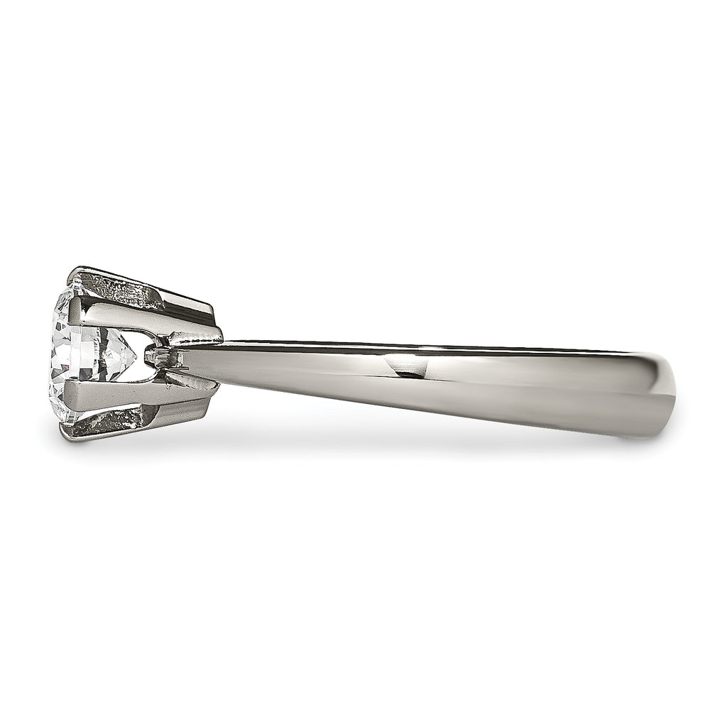 Titanium CZ Ring with Polished Finish, Elegant Prong Set for Women