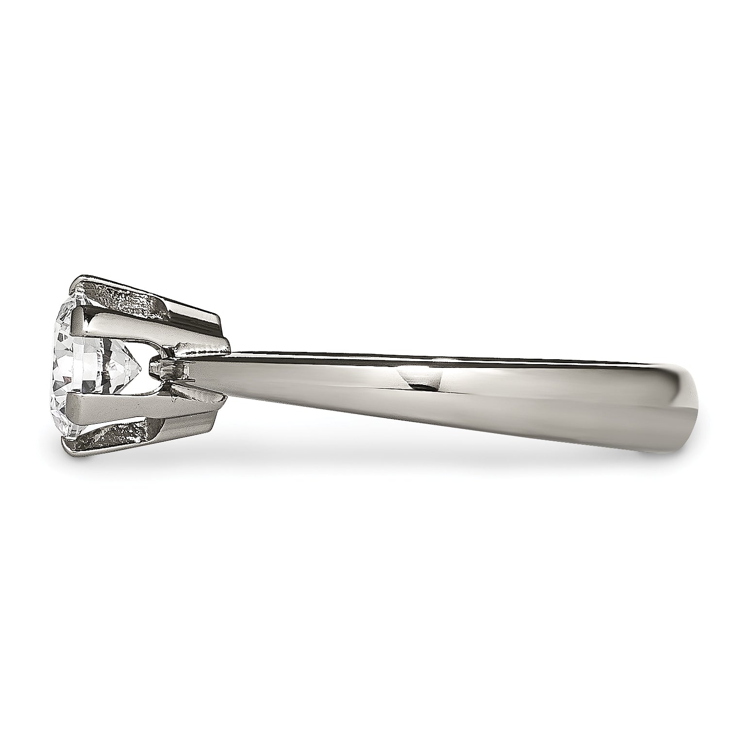 Titanium CZ Ring with Polished Finish, Elegant Prong Set for Women