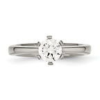 Titanium CZ Ring with Polished Finish, Elegant Prong Set for Women