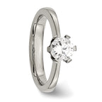Titanium CZ Ring with Polished Finish, Elegant Prong Set for Women