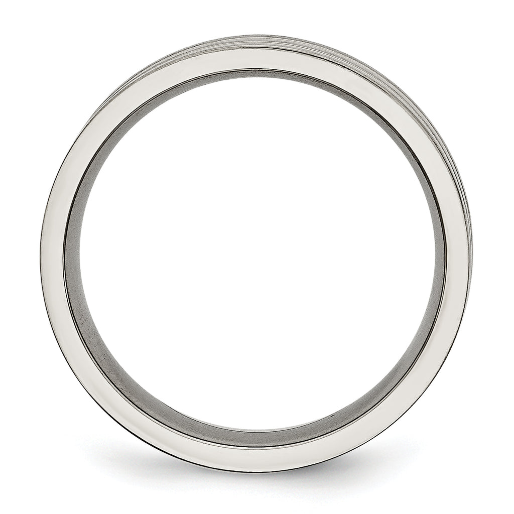 Grooved Wedding Band in Titanium with Gold-Tone IP, 6mm