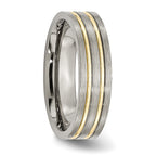 Grooved Wedding Band in Titanium with Gold-Tone IP, 6mm