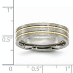 Grooved Wedding Band in Titanium with Gold-Tone IP, 6mm
