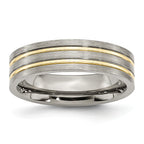 Titanium Brushed Yellow IP-plated 6mm Grooved Band