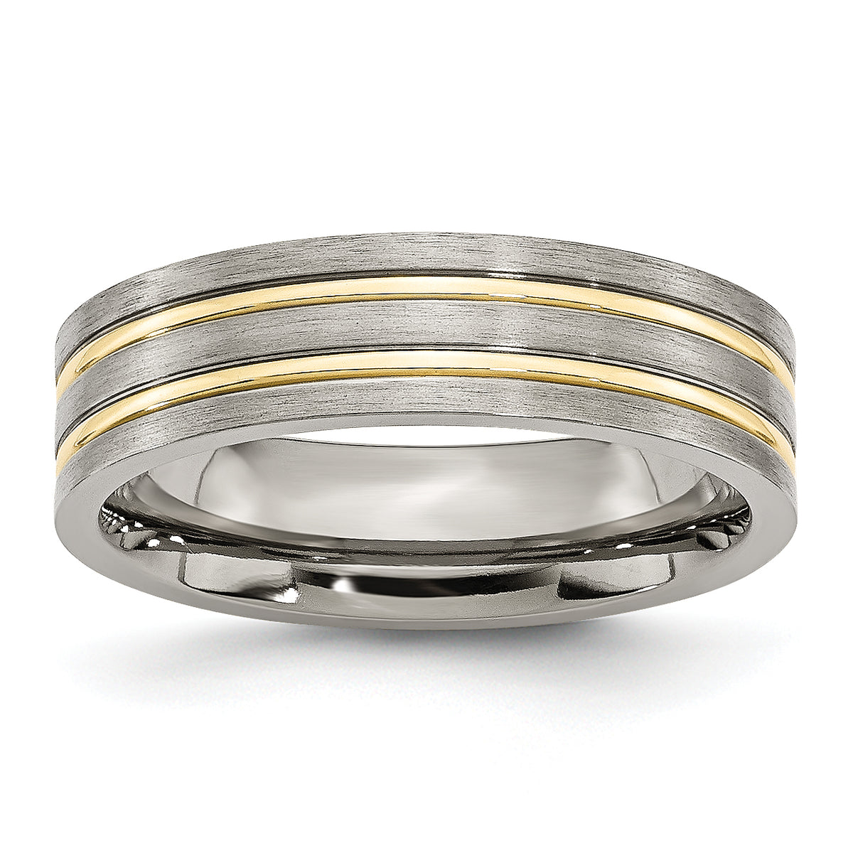 Titanium Brushed Yellow IP-plated 6mm Grooved Band