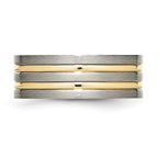 Grooved Wedding Band in Titanium with Gold IP Plating, 8mm