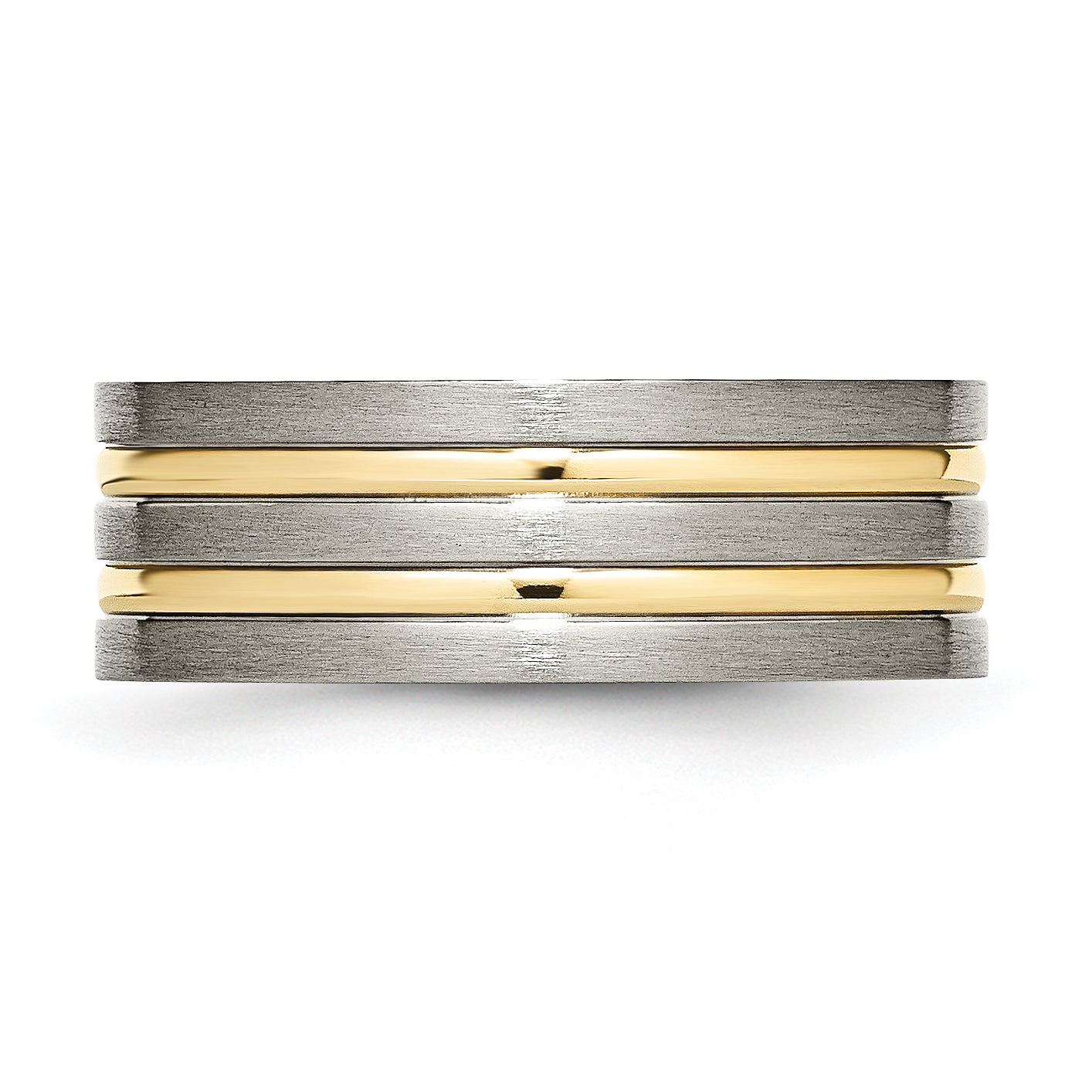 Grooved Wedding Band in Titanium with Gold IP Plating, 8mm