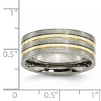 Grooved Wedding Band in Titanium with Gold IP Plating, 8mm