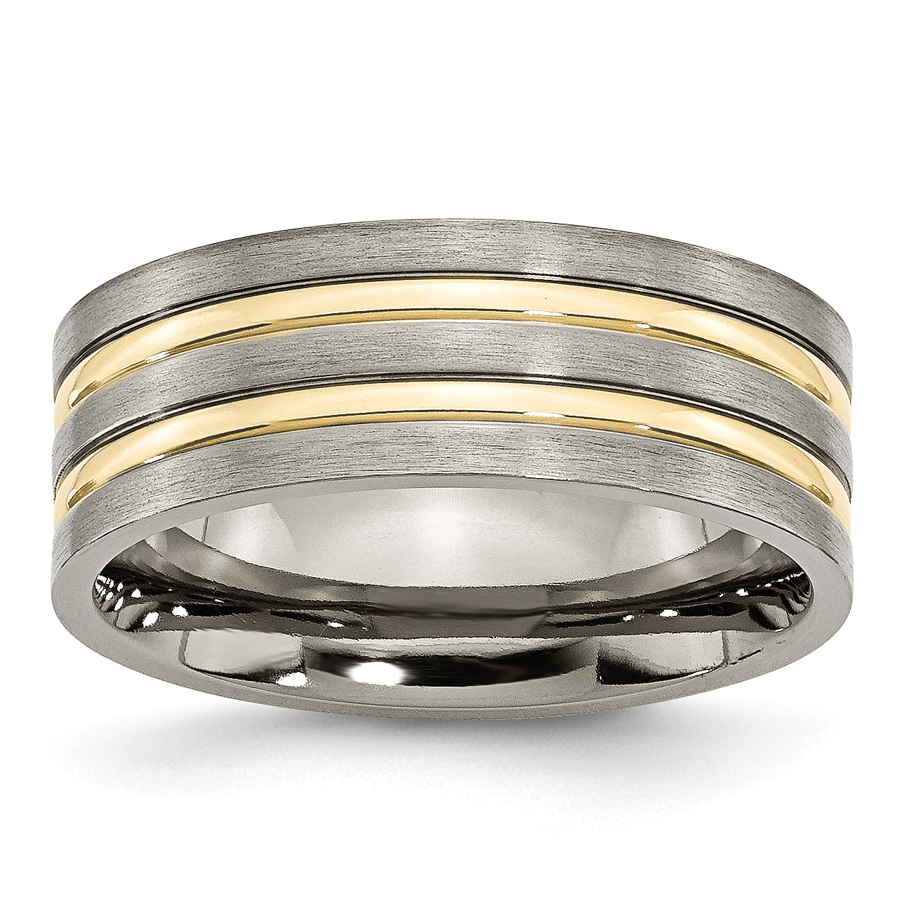 Titanium Brushed Yellow IP-plated 8mm Grooved Band Main image