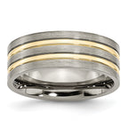 Titanium Brushed Yellow IP-plated 8mm Grooved Band