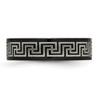Greek Key Wedding Band in Titanium with Black IP, 6mm