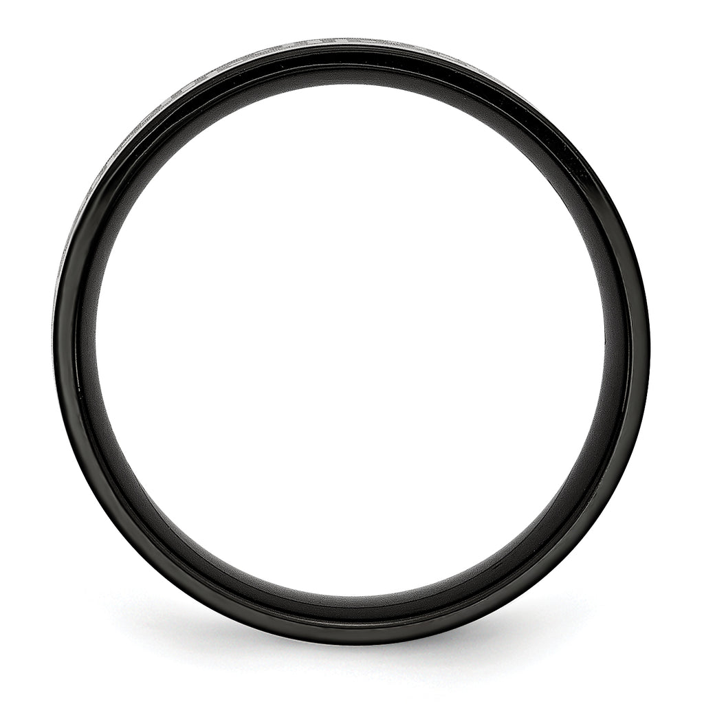Greek Key Wedding Band in Black IP-Plated Titanium, 8mm