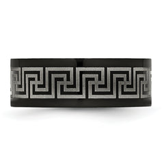 Sophia Jewelers Unisex Titanium Greek Key Wedding Band Engravable, 8mm Brushed Finish